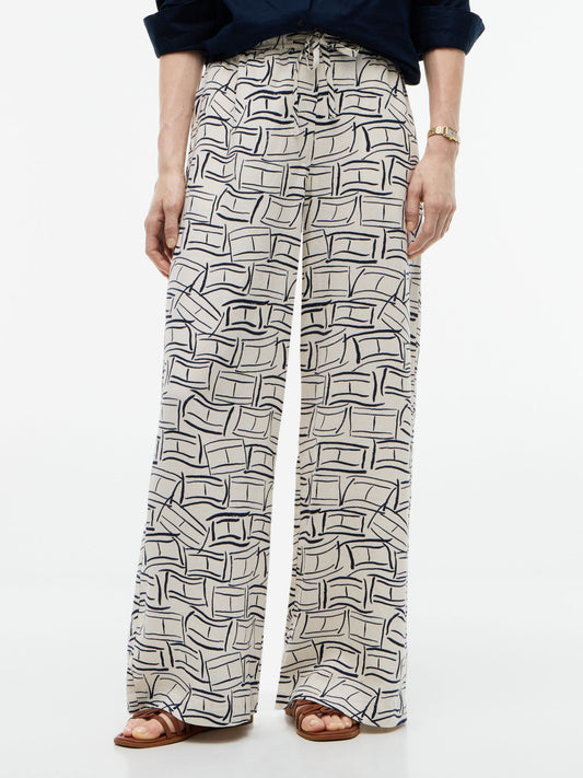 Tommy Hilfiger Allover Flag Linen-Blend Pull-On Pant