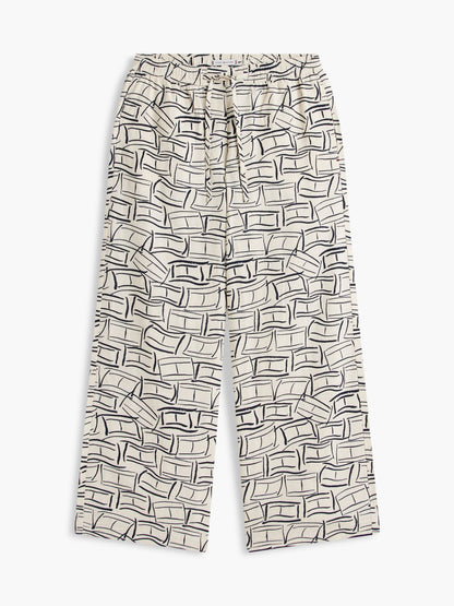 Tommy Hilfiger Allover Flag Linen-Blend Pull-On Pant