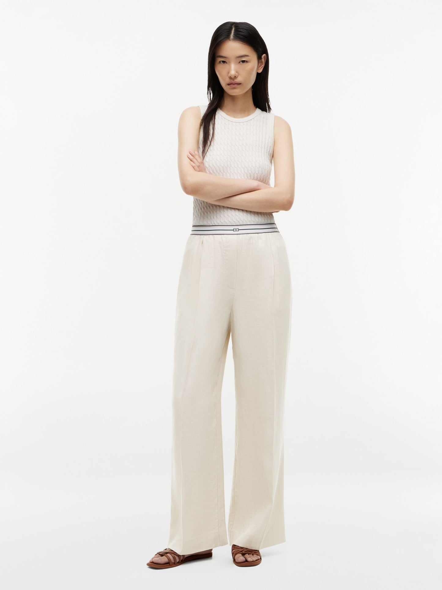 Tommy Hilfiger Straight Linen Pull-On Pant