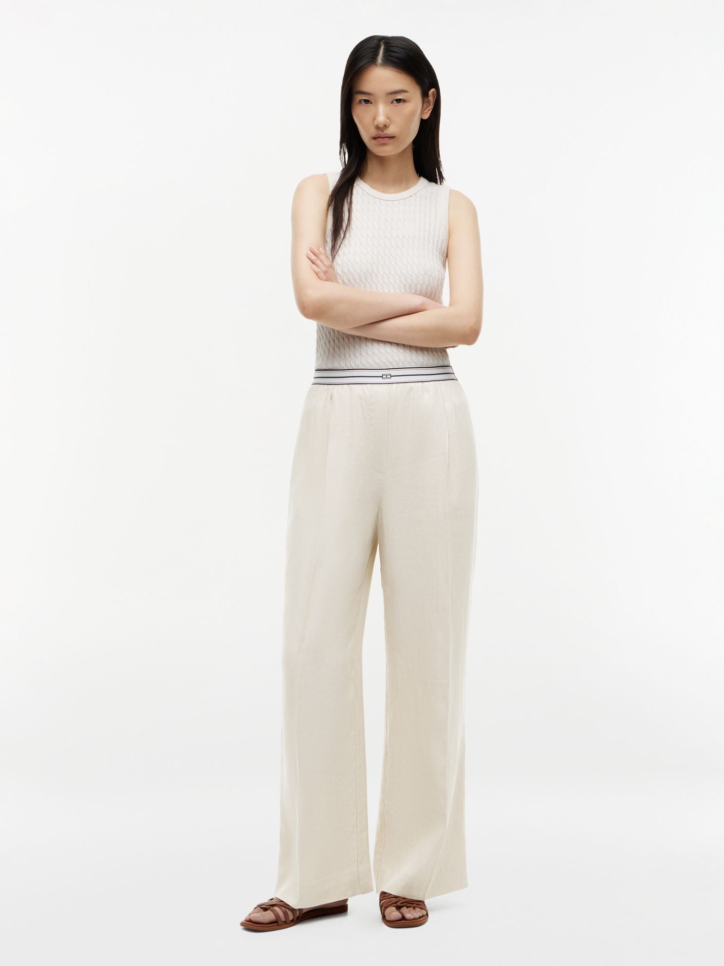 Tommy Hilfiger Straight Linen Pull-On Pant
