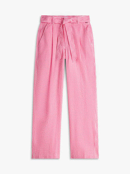 Tommy Hilfiger Belted Gingham Seersucker Tapered Pant