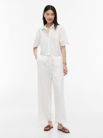 Tommy Hilfiger Embroidered Eyelet Cropped Pull-On Pant