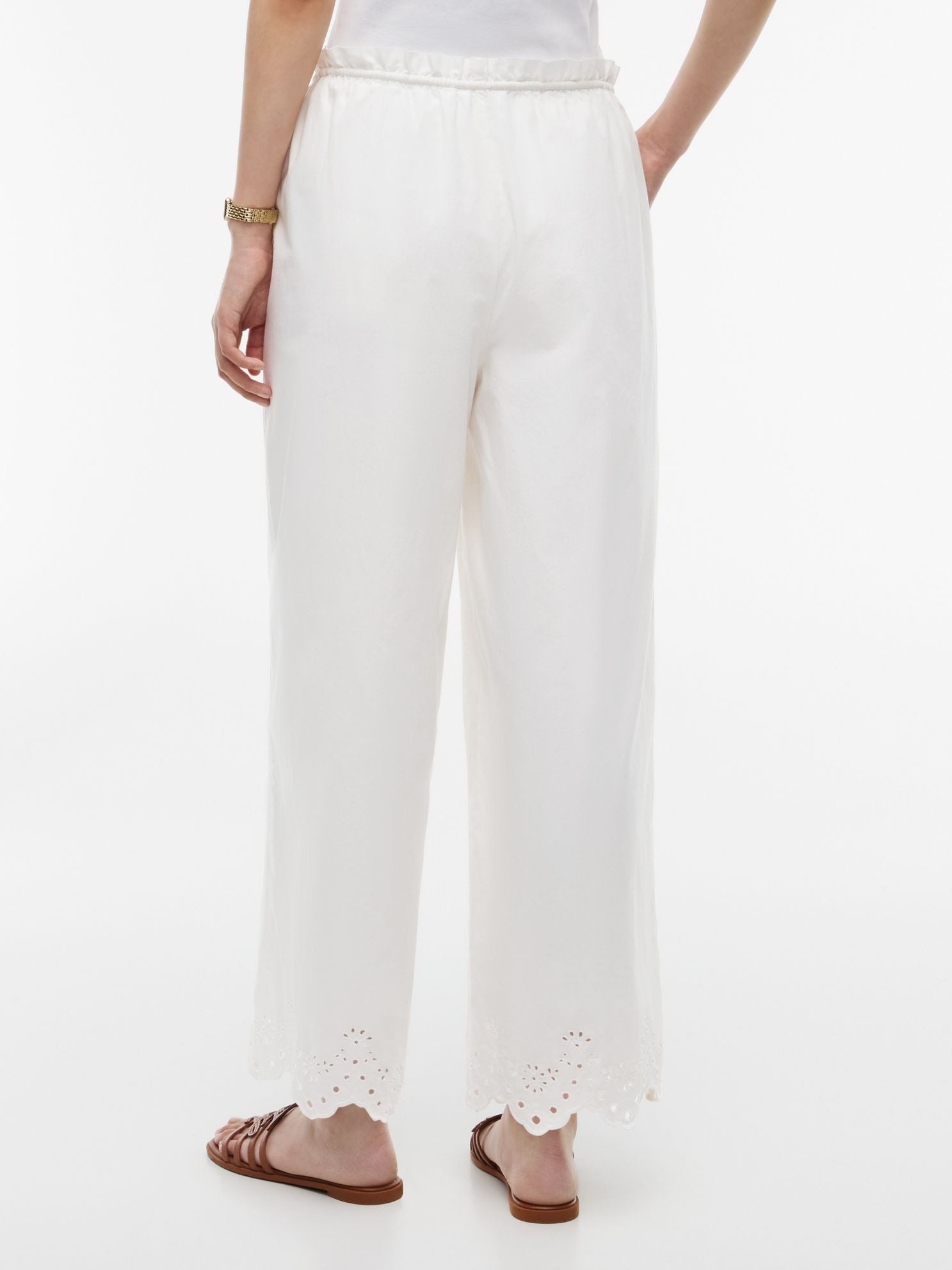 Tommy Hilfiger Embroidered Eyelet Cropped Pull-On Pant