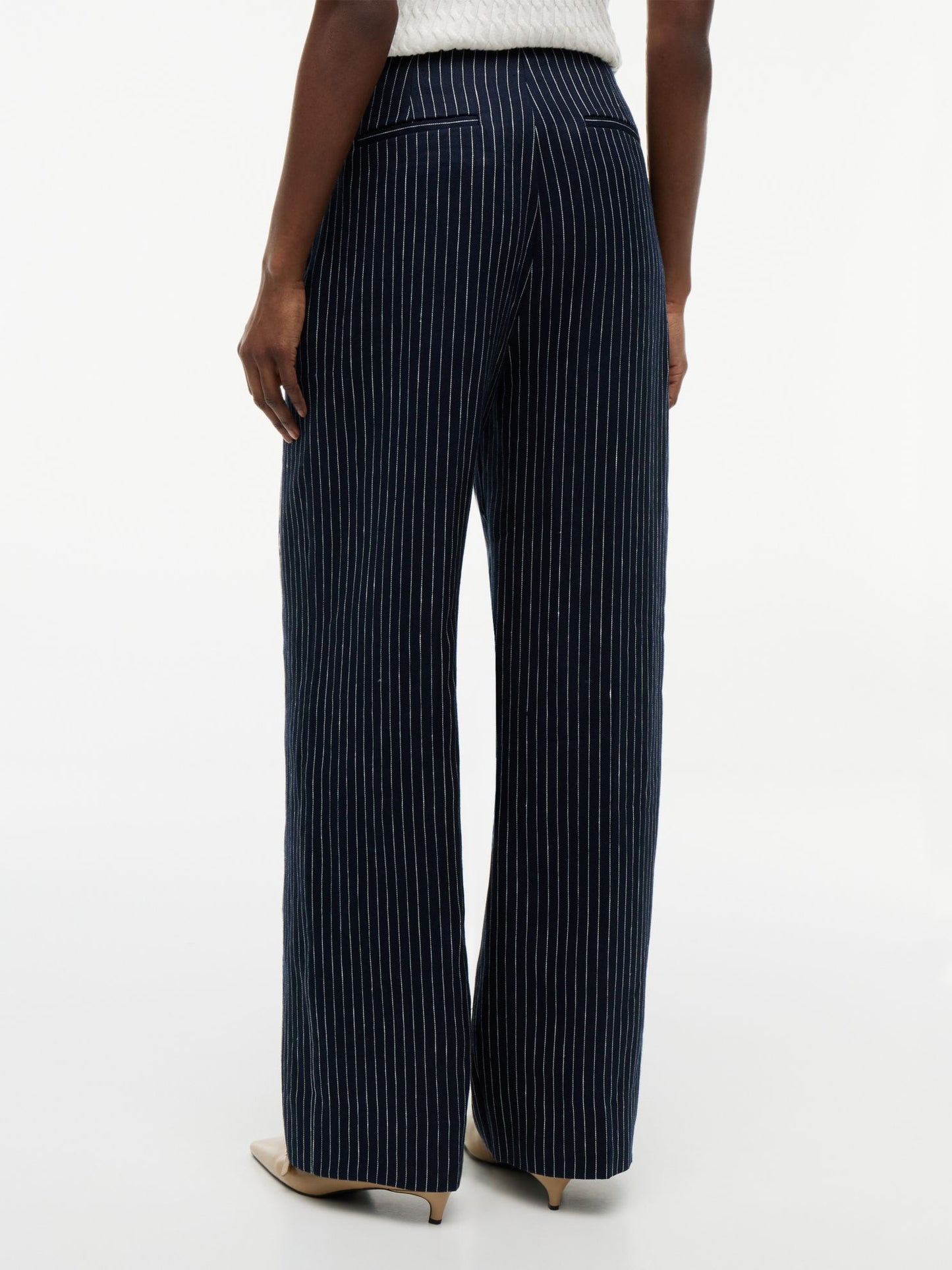 Tommy Hilfiger Gold-Button Striped Wide Leg Pant