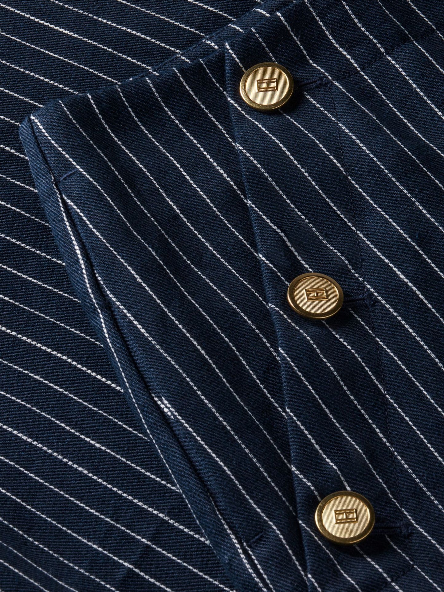 Tommy Hilfiger Gold-Button Striped Wide Leg Pant