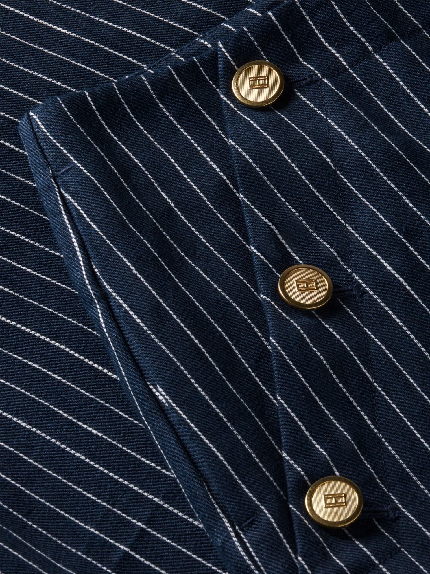 Tommy Hilfiger Gold-Button Striped Wide Leg Pant