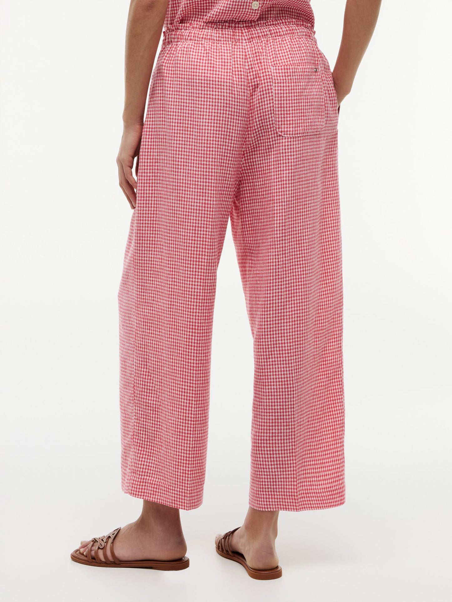 Tommy Hilfiger Gingham Linen-Blend Pull-On Pant