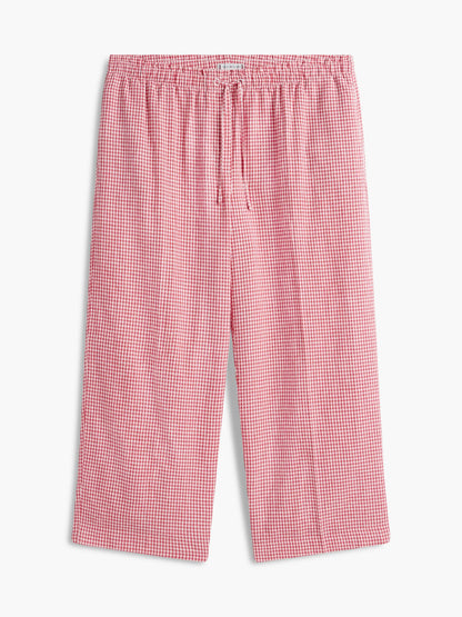 Tommy Hilfiger Gingham Linen-Blend Pull-On Pant