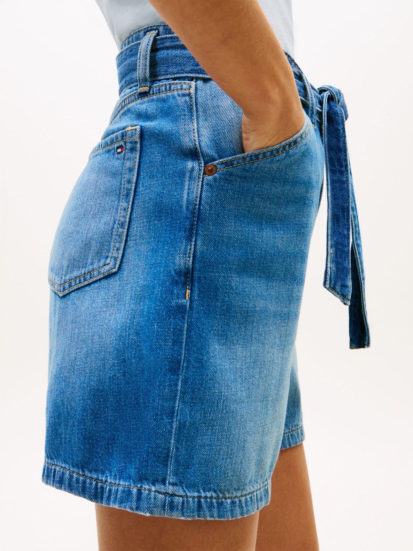 Tommy Hilfiger Belted High-Rise Denim Short