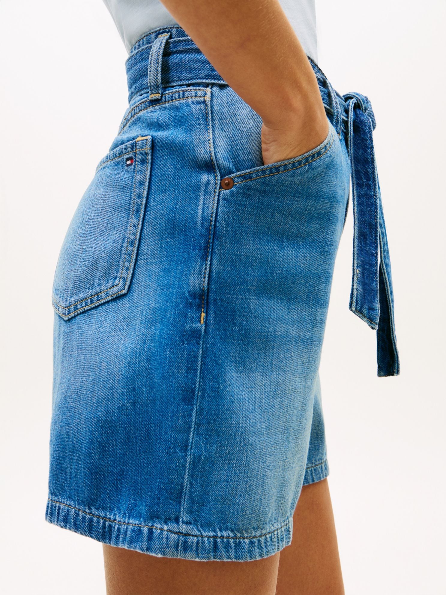 Tommy Hilfiger Belted High-Rise Denim Short