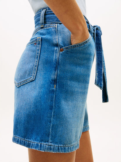 Tommy Hilfiger Belted High-Rise Denim Short