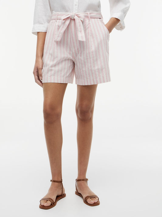 Tommy Hilfiger Belted Striped Linen-Blend Short
