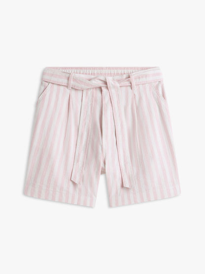 Tommy Hilfiger Belted Striped Linen-Blend Short