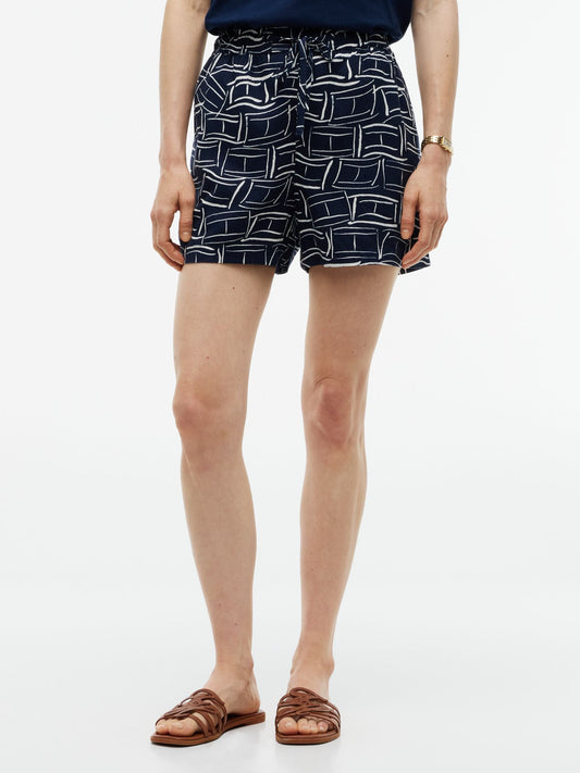 Tommy Hilfiger Allover Flag Linen-Blend Pull-On Short