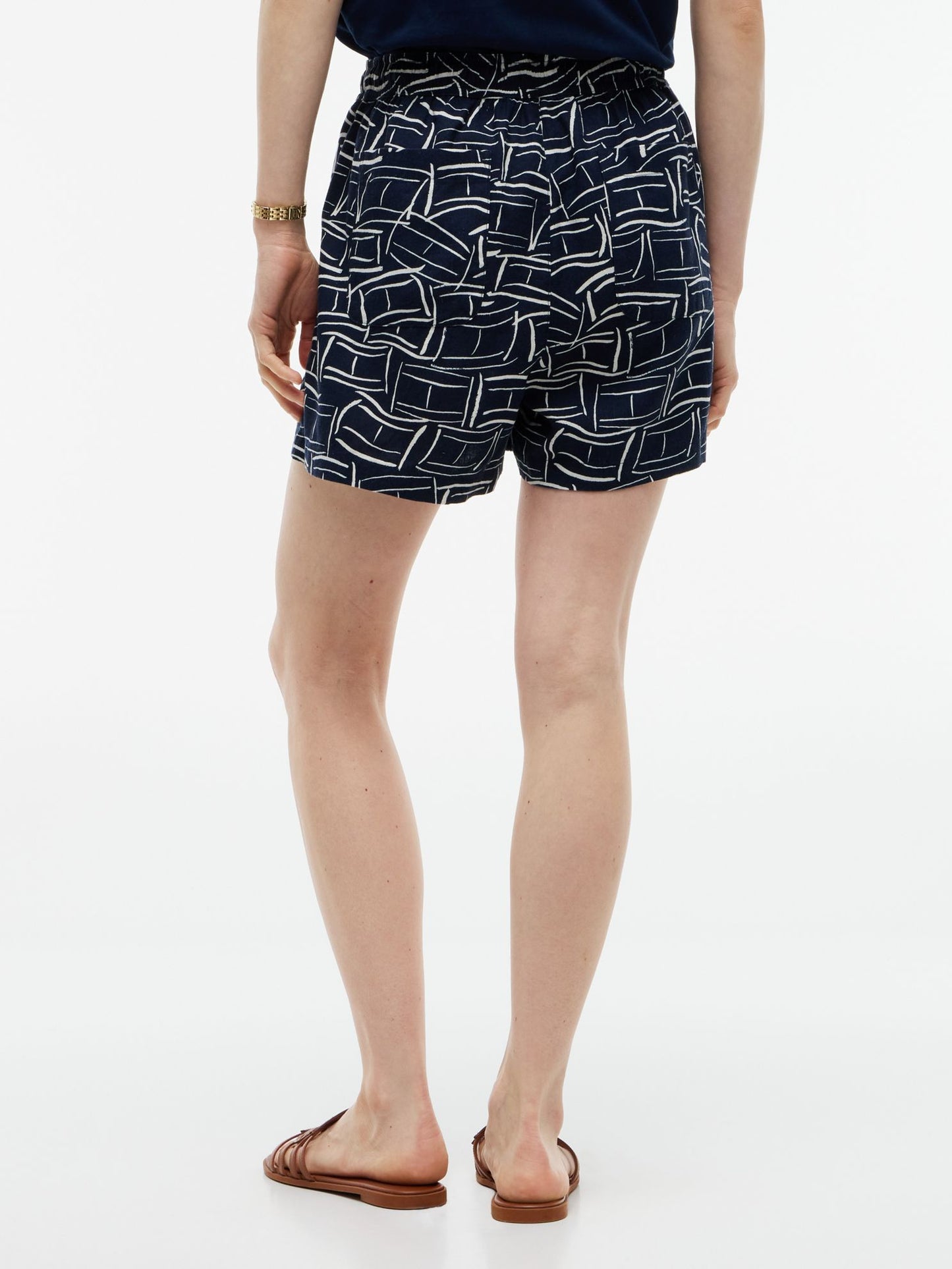 Tommy Hilfiger Allover Flag Linen-Blend Pull-On Short