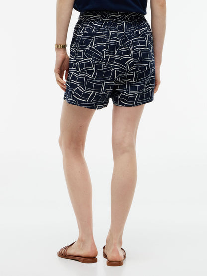 Tommy Hilfiger Allover Flag Linen-Blend Pull-On Short