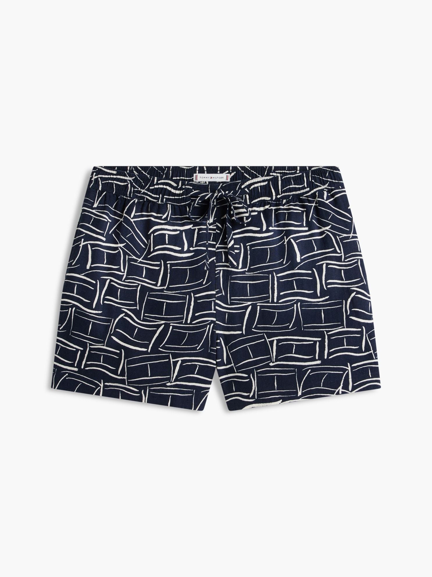 Tommy Hilfiger Allover Flag Linen-Blend Pull-On Short