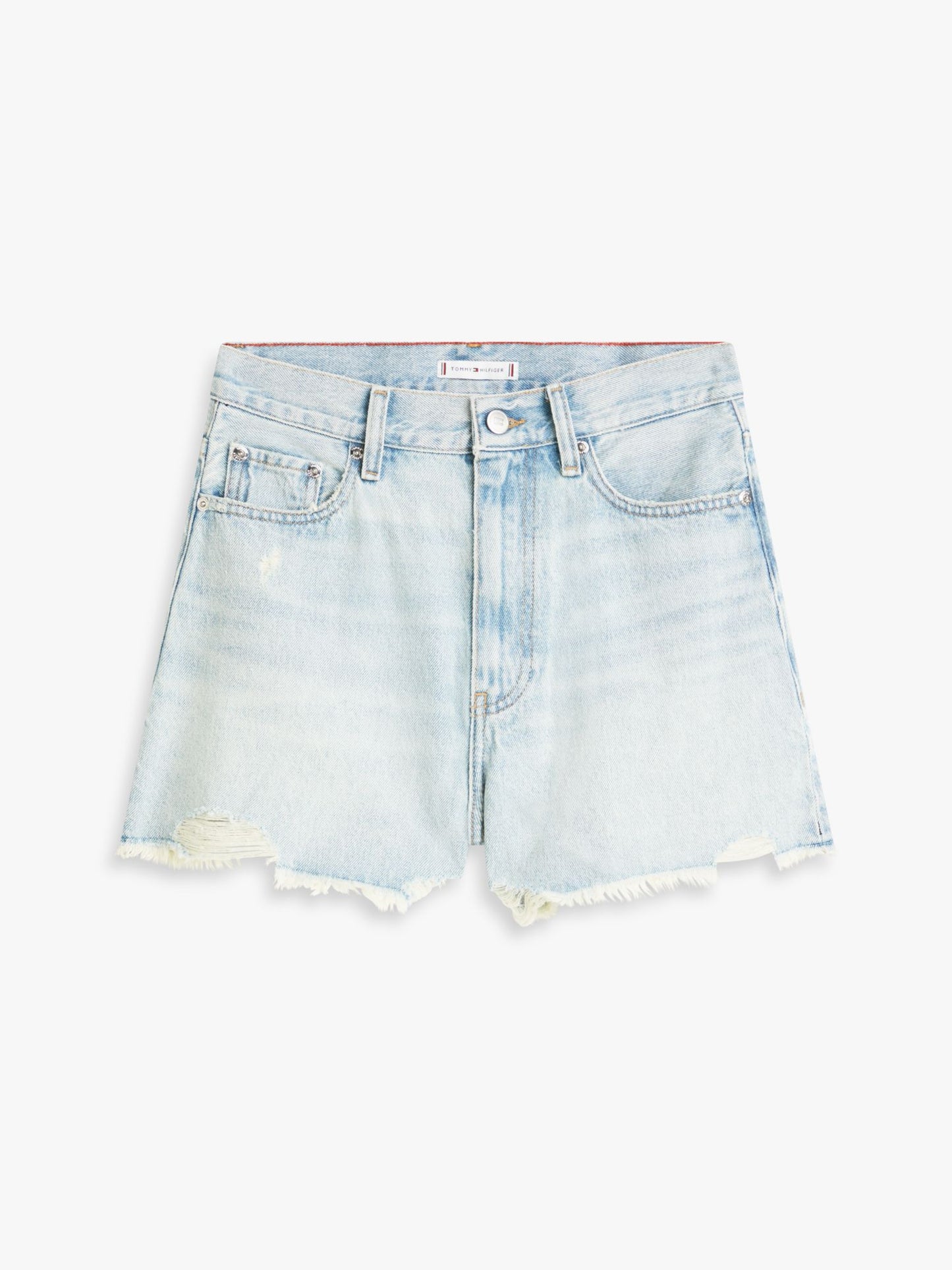 Tommy Hilfiger Distressed High-Rise Wide Denim Short