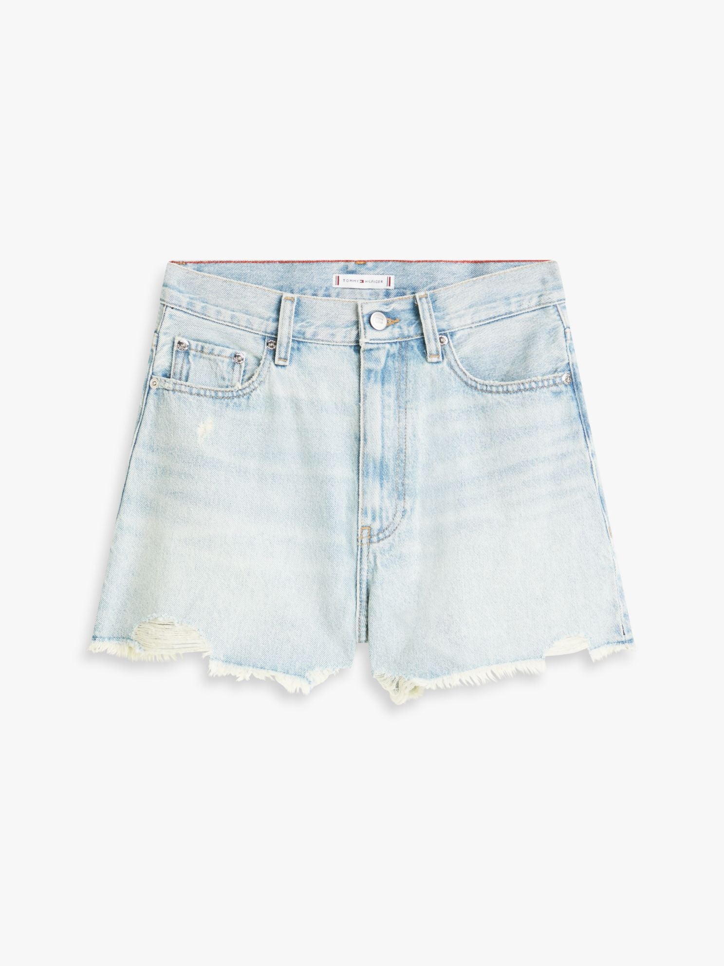 Tommy Hilfiger Distressed High-Rise Wide Denim Short