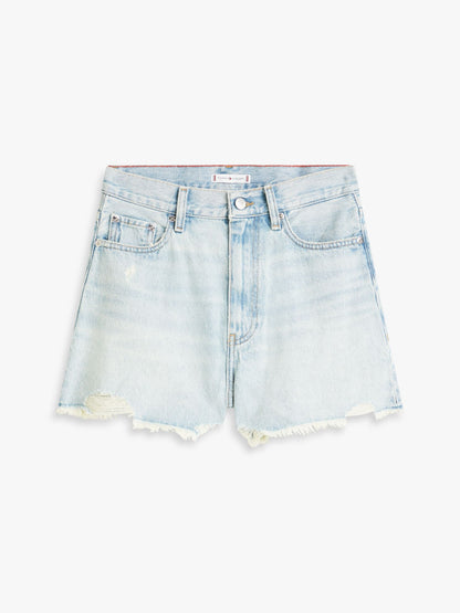 Tommy Hilfiger Distressed High-Rise Wide Denim Short