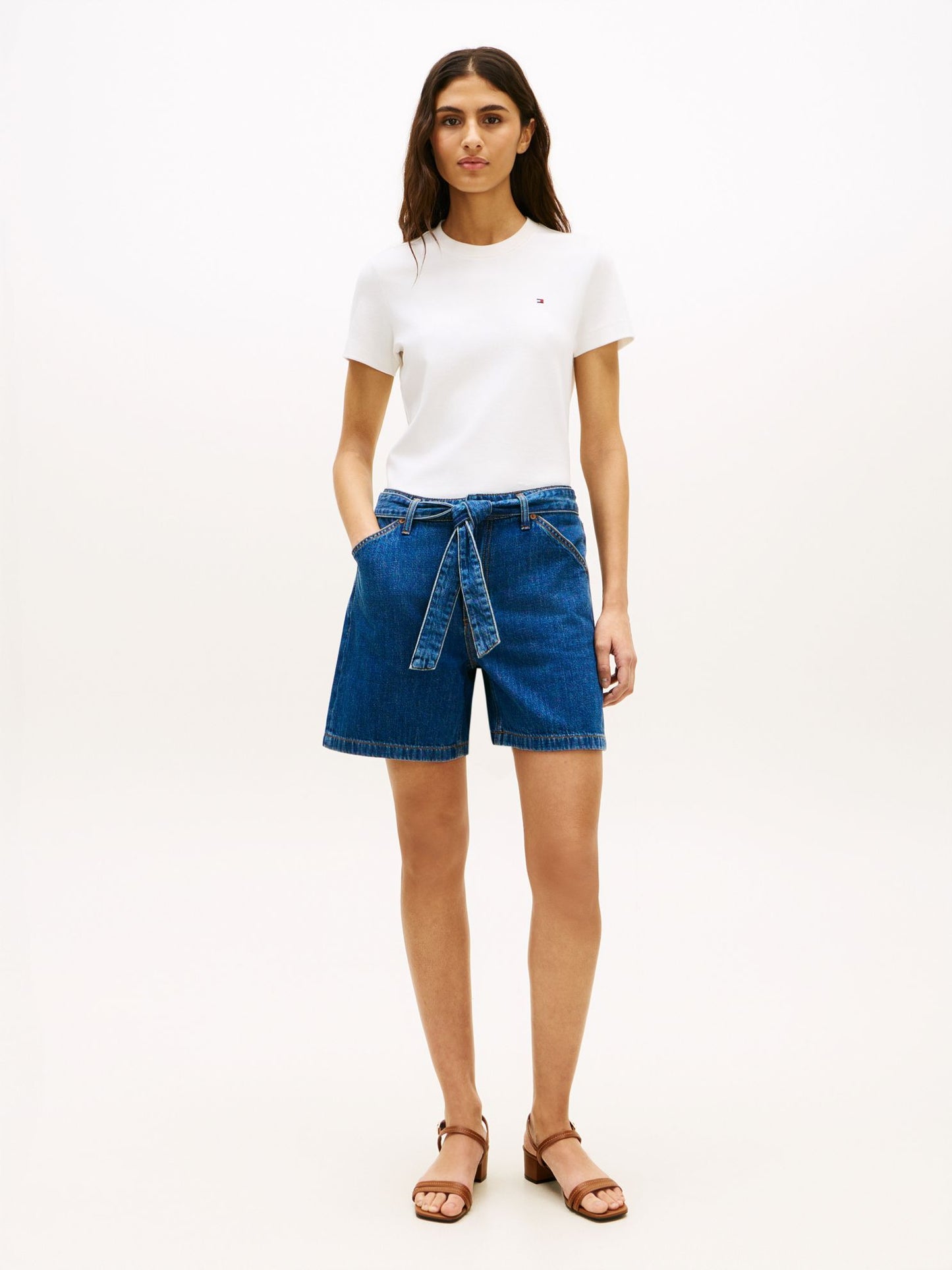 Tommy Hilfiger Belted High-Rise Denim Short