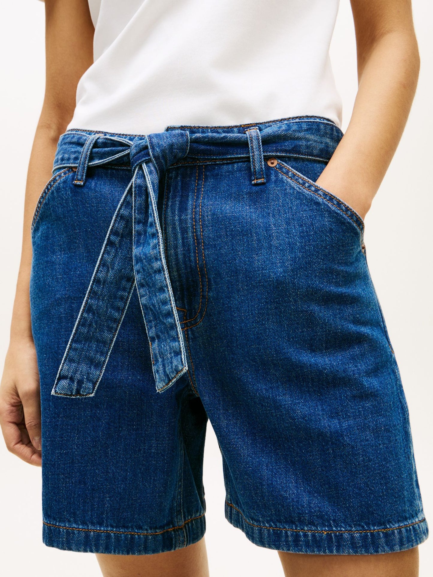 Tommy Hilfiger Belted High-Rise Denim Short