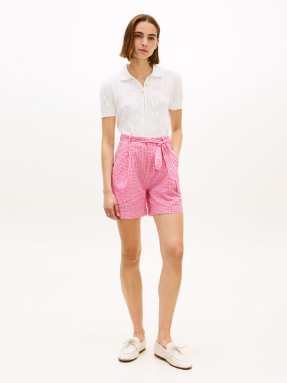 Tommy Hilfiger Belted Gingham Seersucker Short