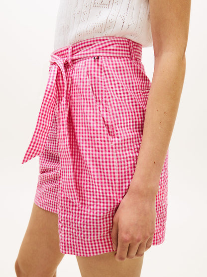 Tommy Hilfiger Belted Gingham Seersucker Short