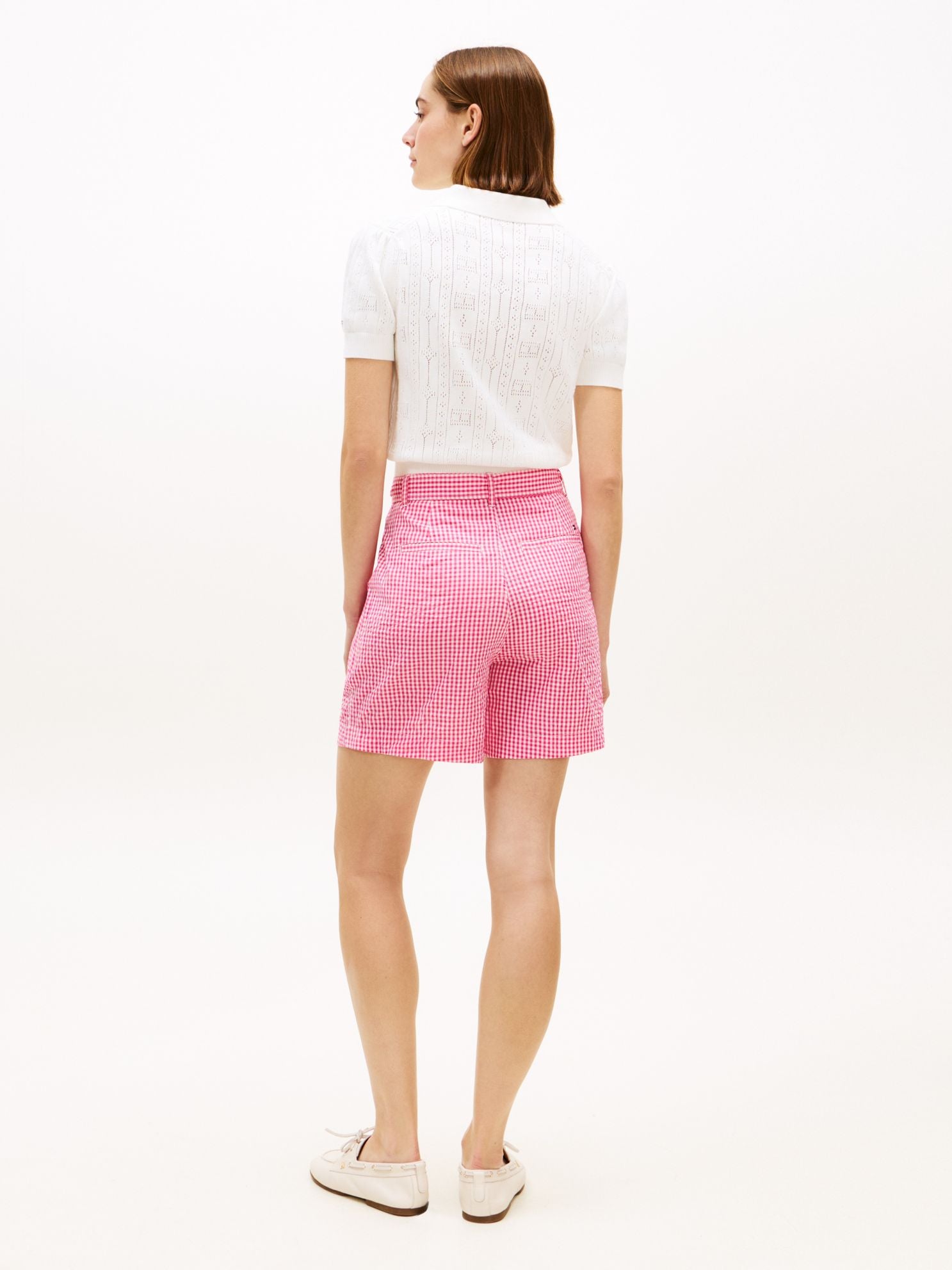 Tommy Hilfiger Belted Gingham Seersucker Short