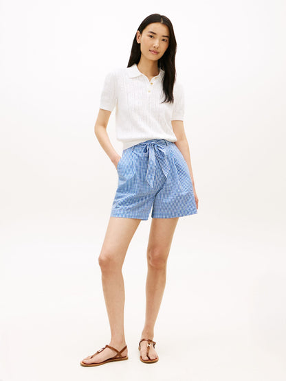 Tommy Hilfiger Belted Gingham Seersucker Short
