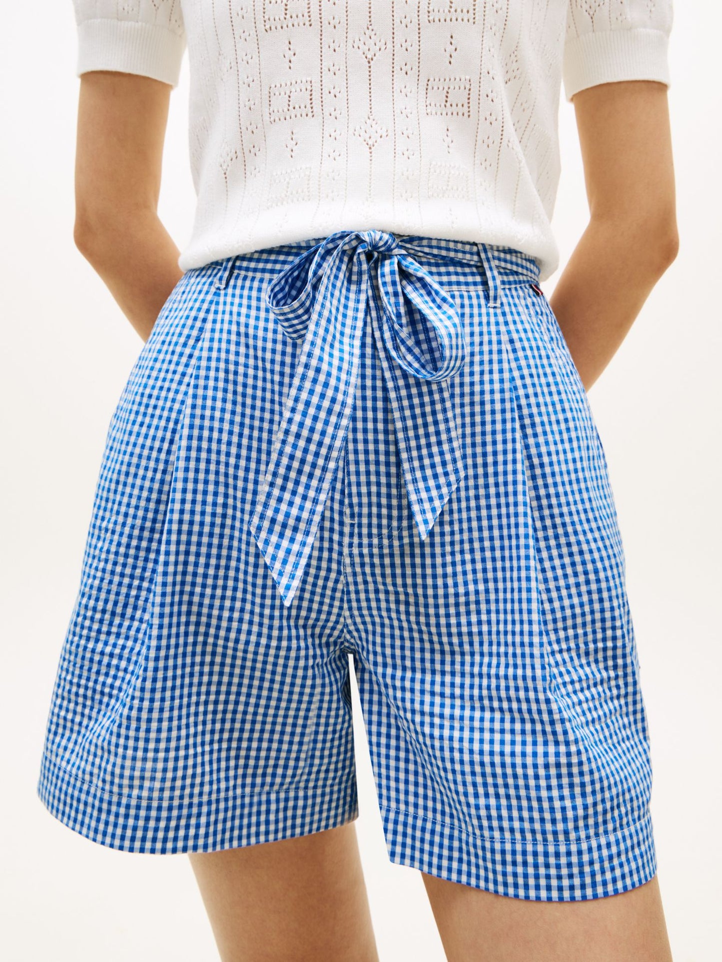 Tommy Hilfiger Belted Gingham Seersucker Short