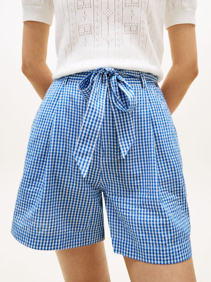Tommy Hilfiger Belted Gingham Seersucker Short
