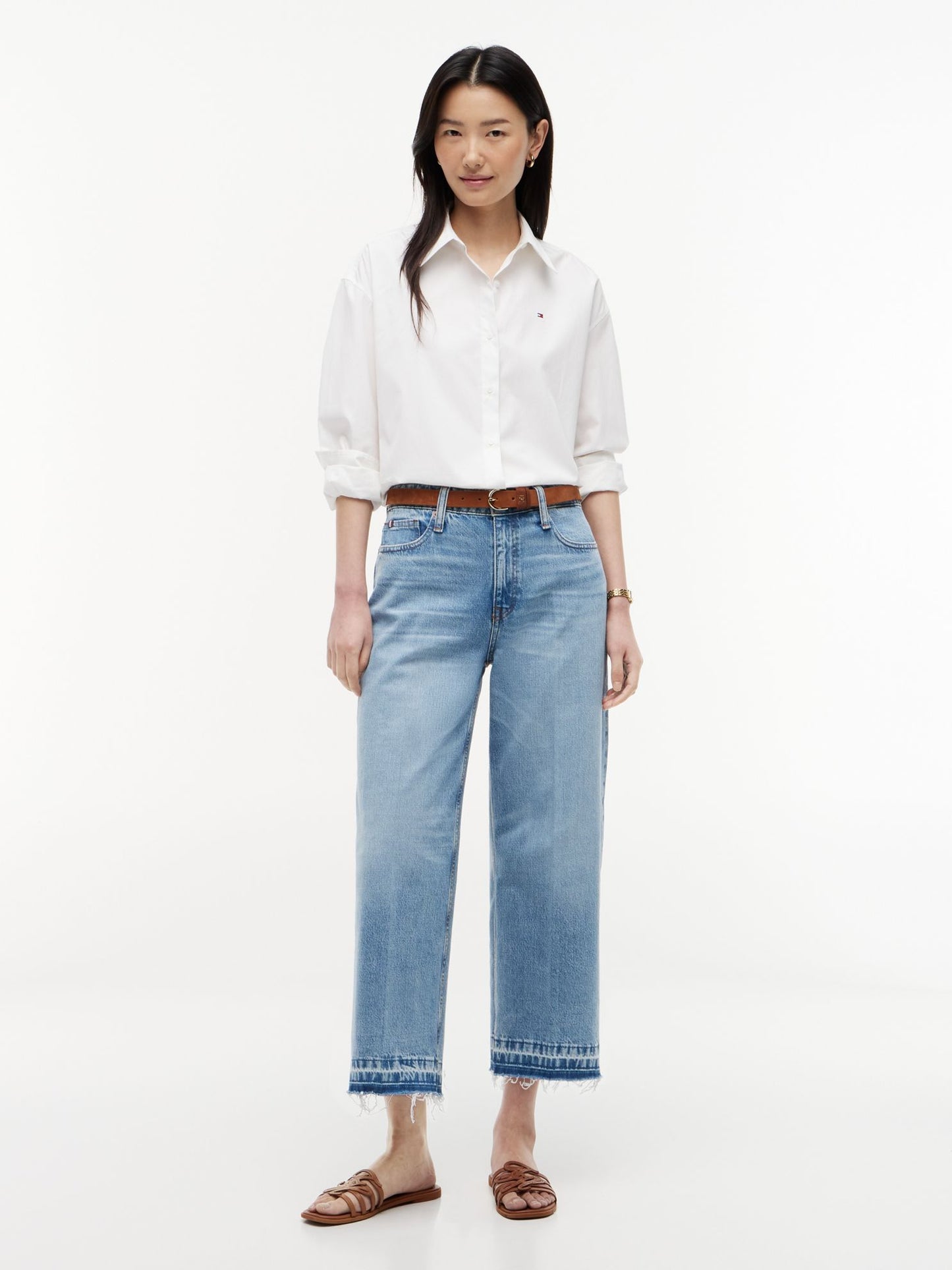 Tommy Hilfiger High-Rise Cropped Wide Leg Jean