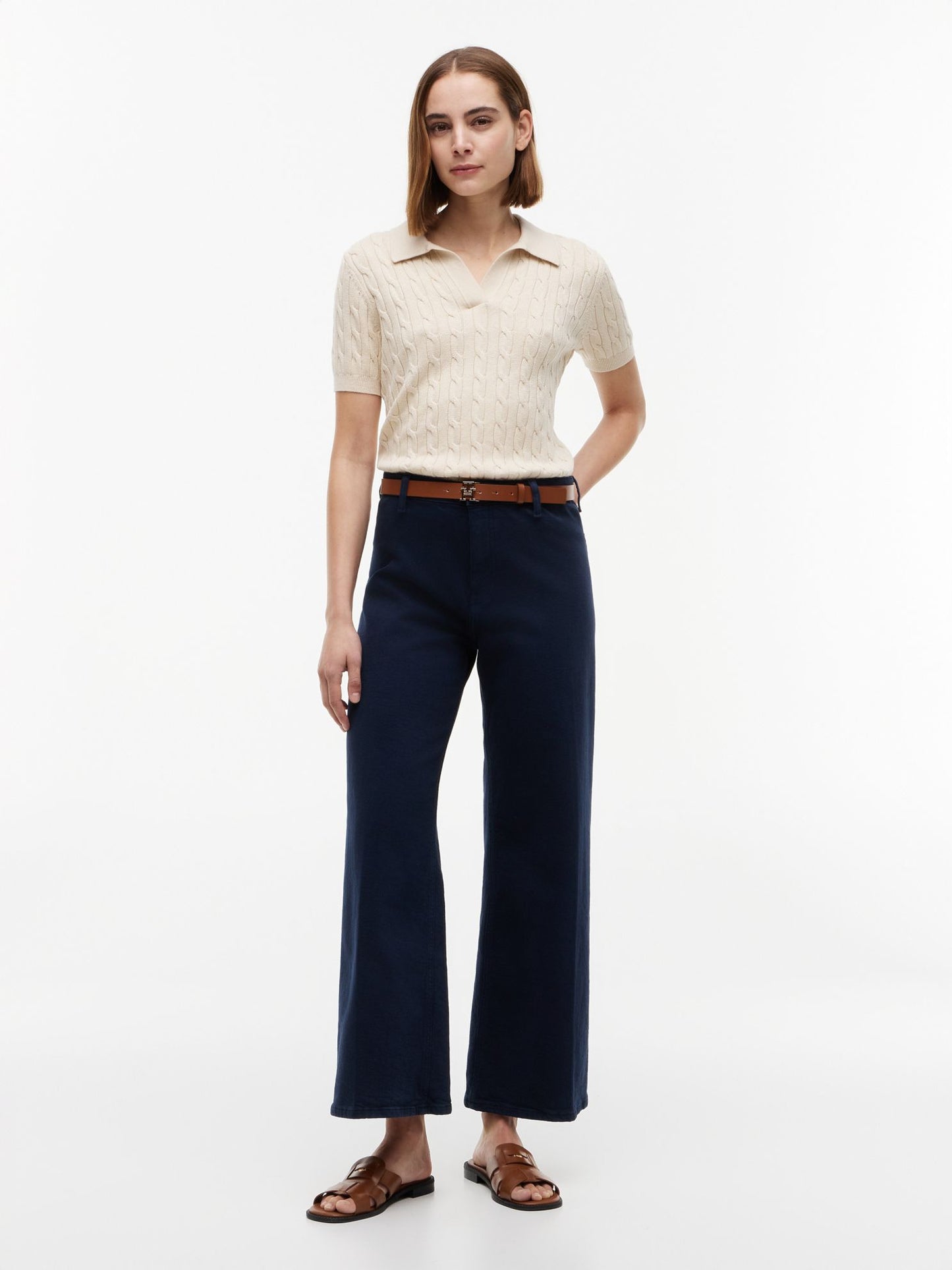 Tommy Hilfiger Stretch High-Rise Cropped Wide Leg Jean
