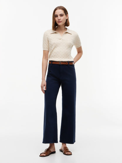 Tommy Hilfiger Stretch High-Rise Cropped Wide Leg Jean