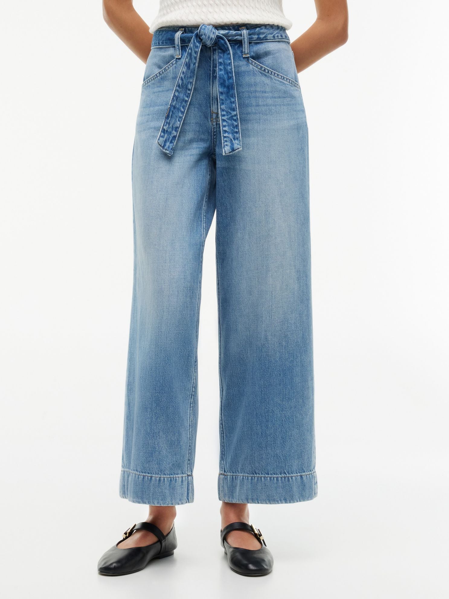 Tommy Hilfiger Belted High-Rise Wide Leg Jean