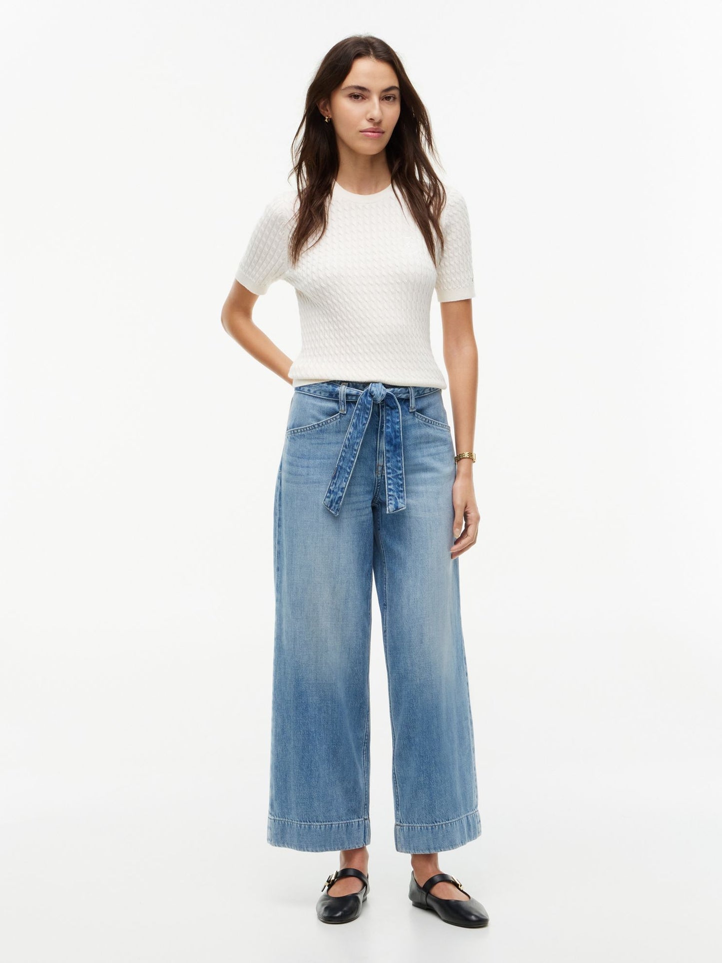 Tommy Hilfiger Belted High-Rise Wide Leg Jean
