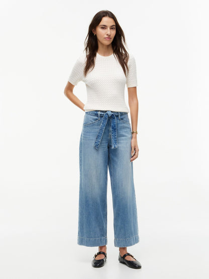 Tommy Hilfiger Belted High-Rise Wide Leg Jean
