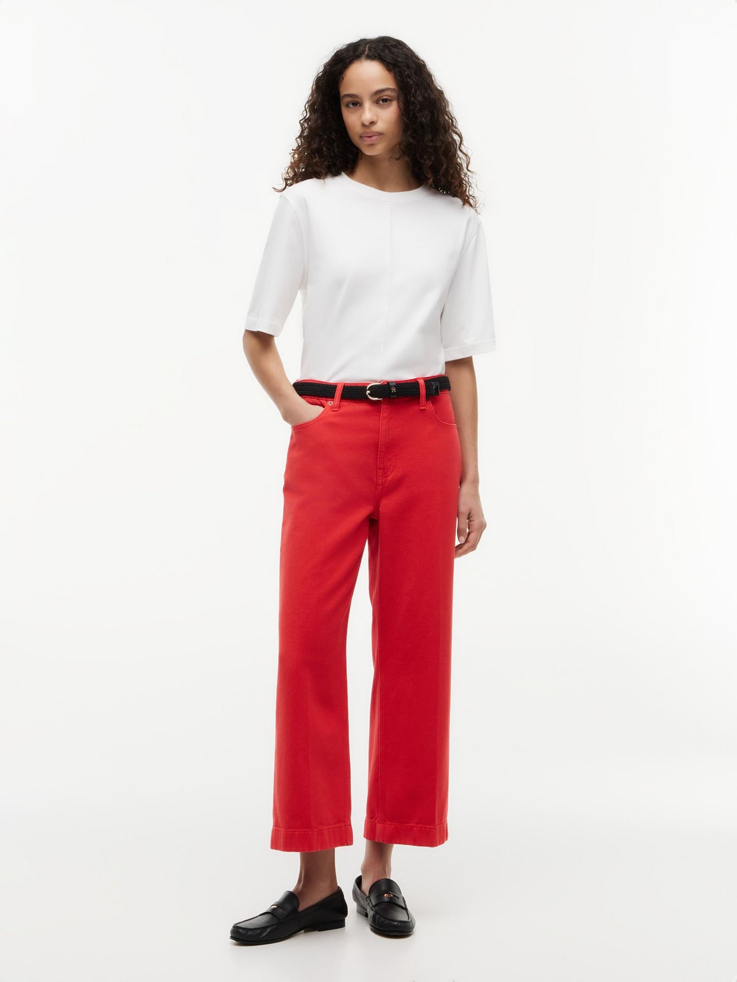 Tommy Hilfiger High-Rise Cropped Wide Leg Jean