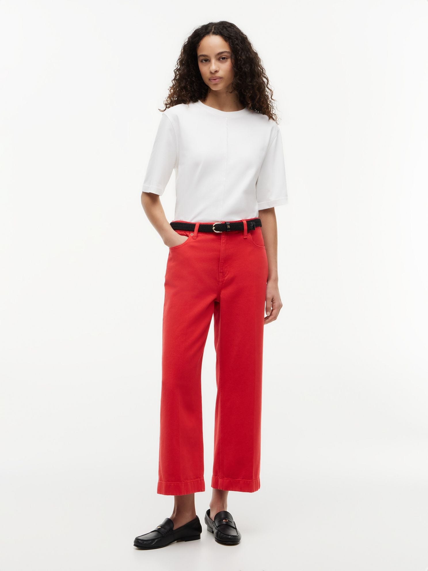 Tommy Hilfiger High-Rise Cropped Wide Leg Jean