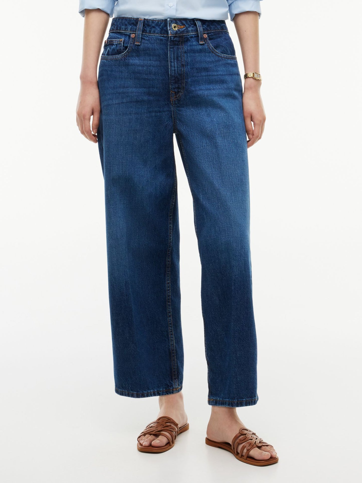 Tommy Hilfiger High-Rise Cropped Wide Leg Jean