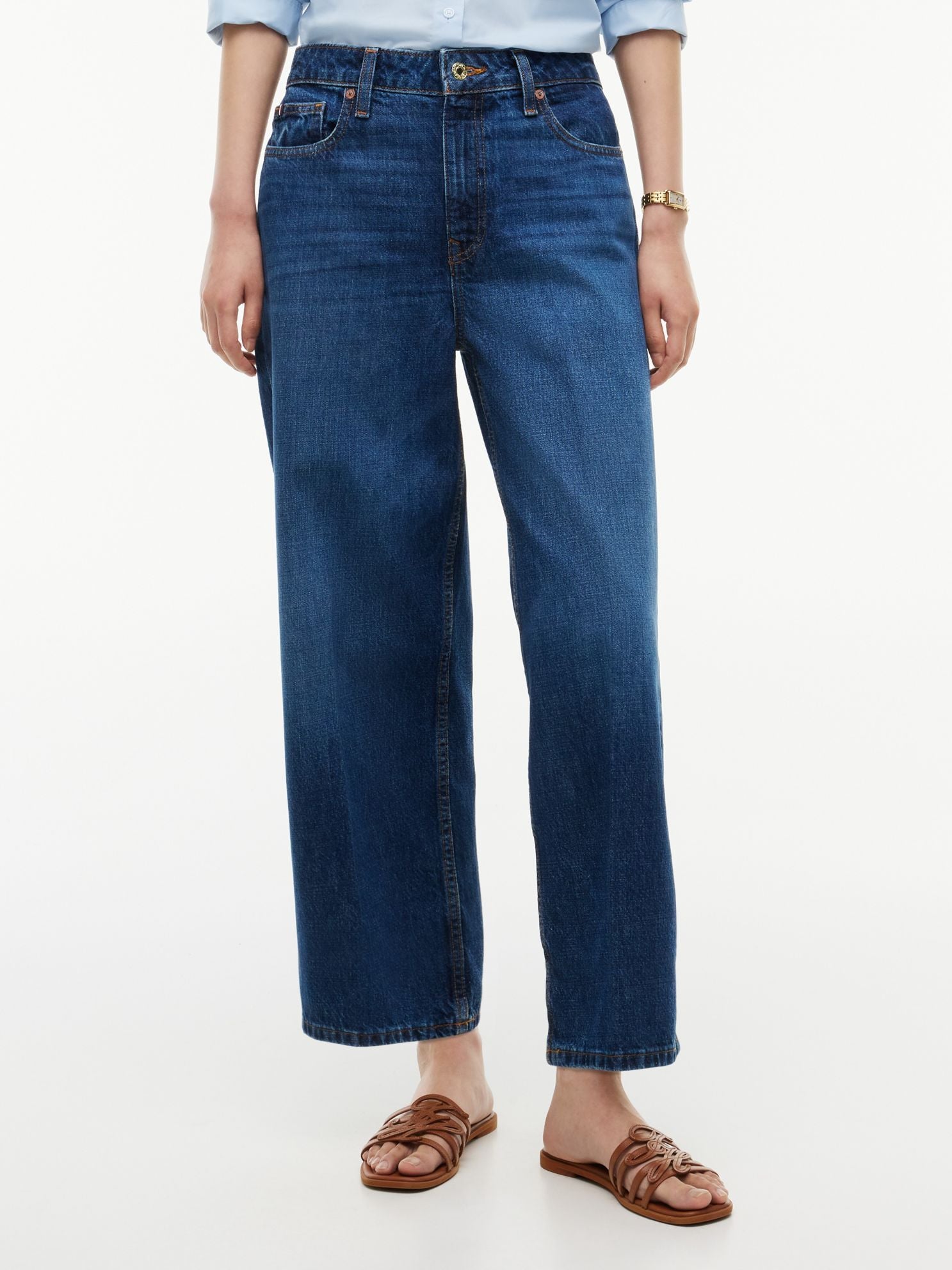 Tommy Hilfiger High-Rise Cropped Wide Leg Jean
