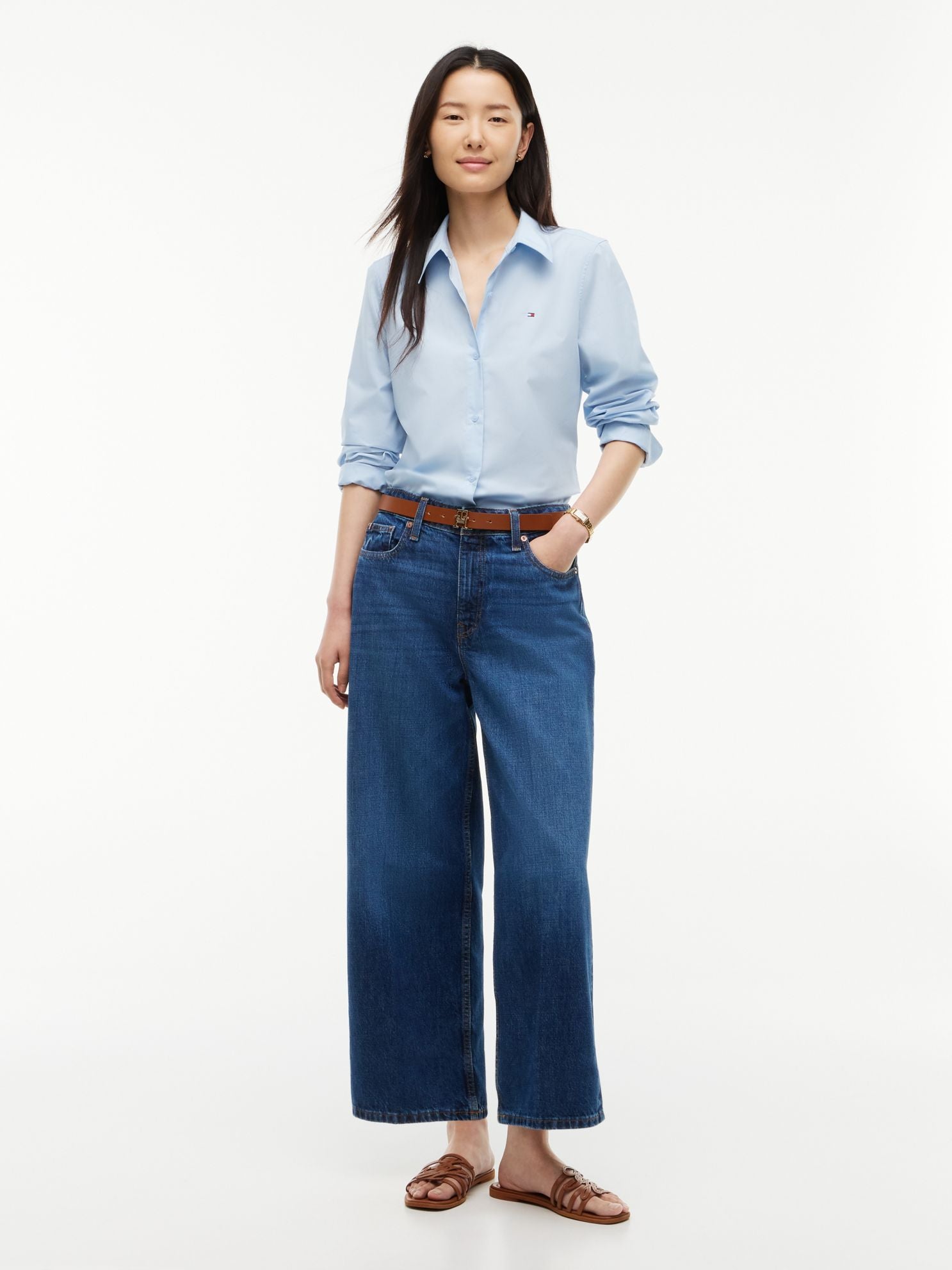 Tommy Hilfiger High-Rise Cropped Wide Leg Jean