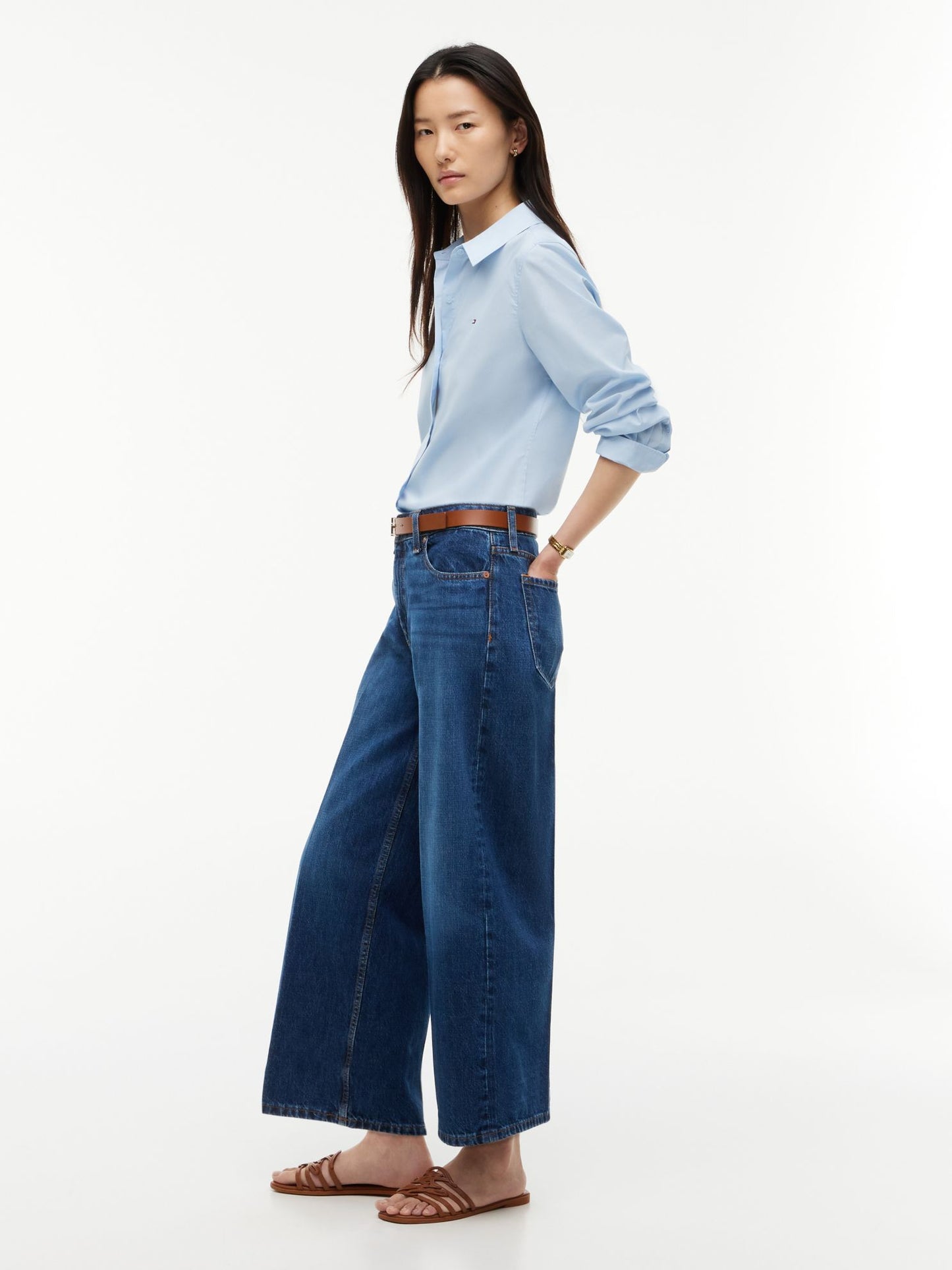Tommy Hilfiger High-Rise Cropped Wide Leg Jean