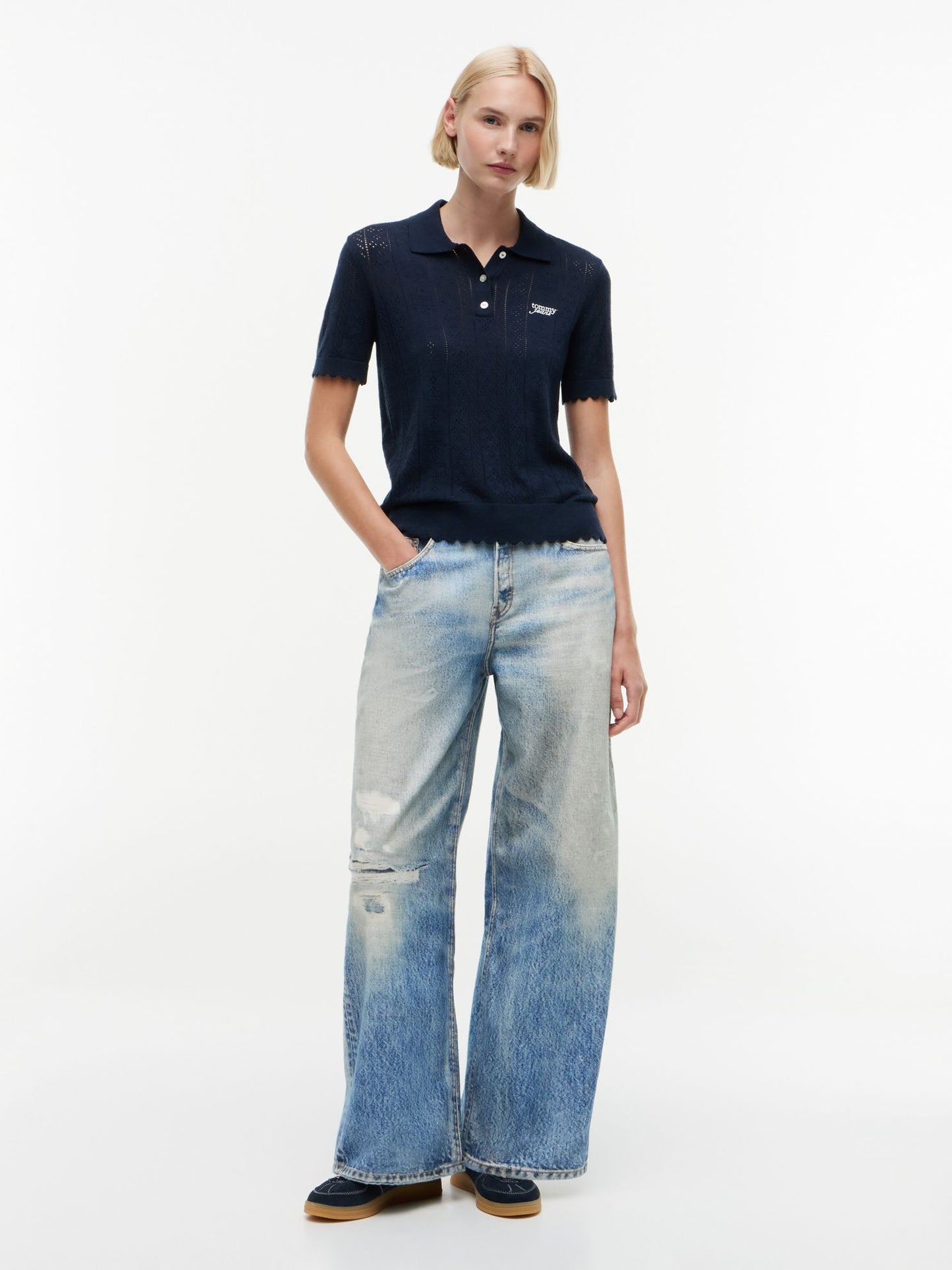 Tommy Hilfiger Tommy Jeans Distressed Wide Leg Jean