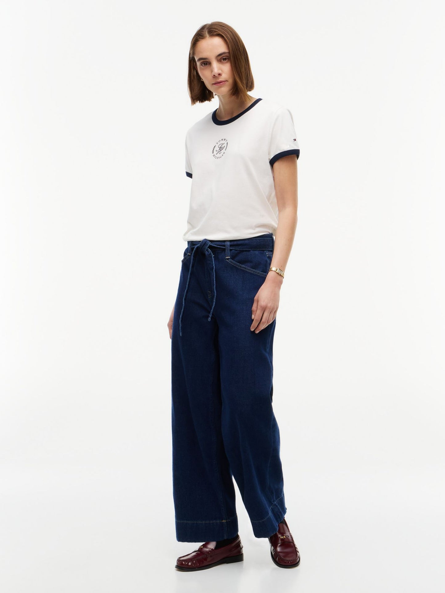 Tommy Hilfiger Belted High-Rise Wide Leg Jean