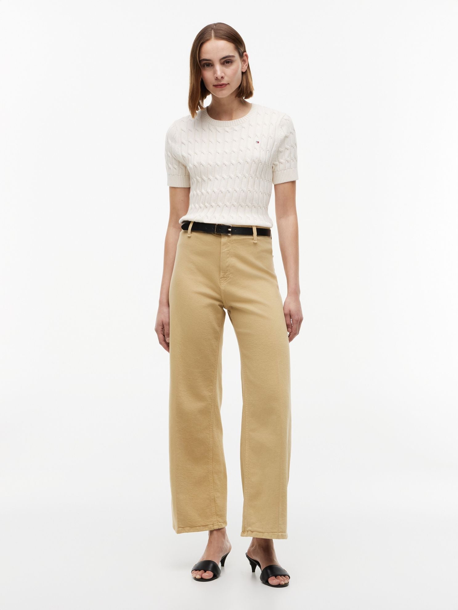 Tommy Hilfiger Stretch High-Rise Cropped Wide Leg Jean