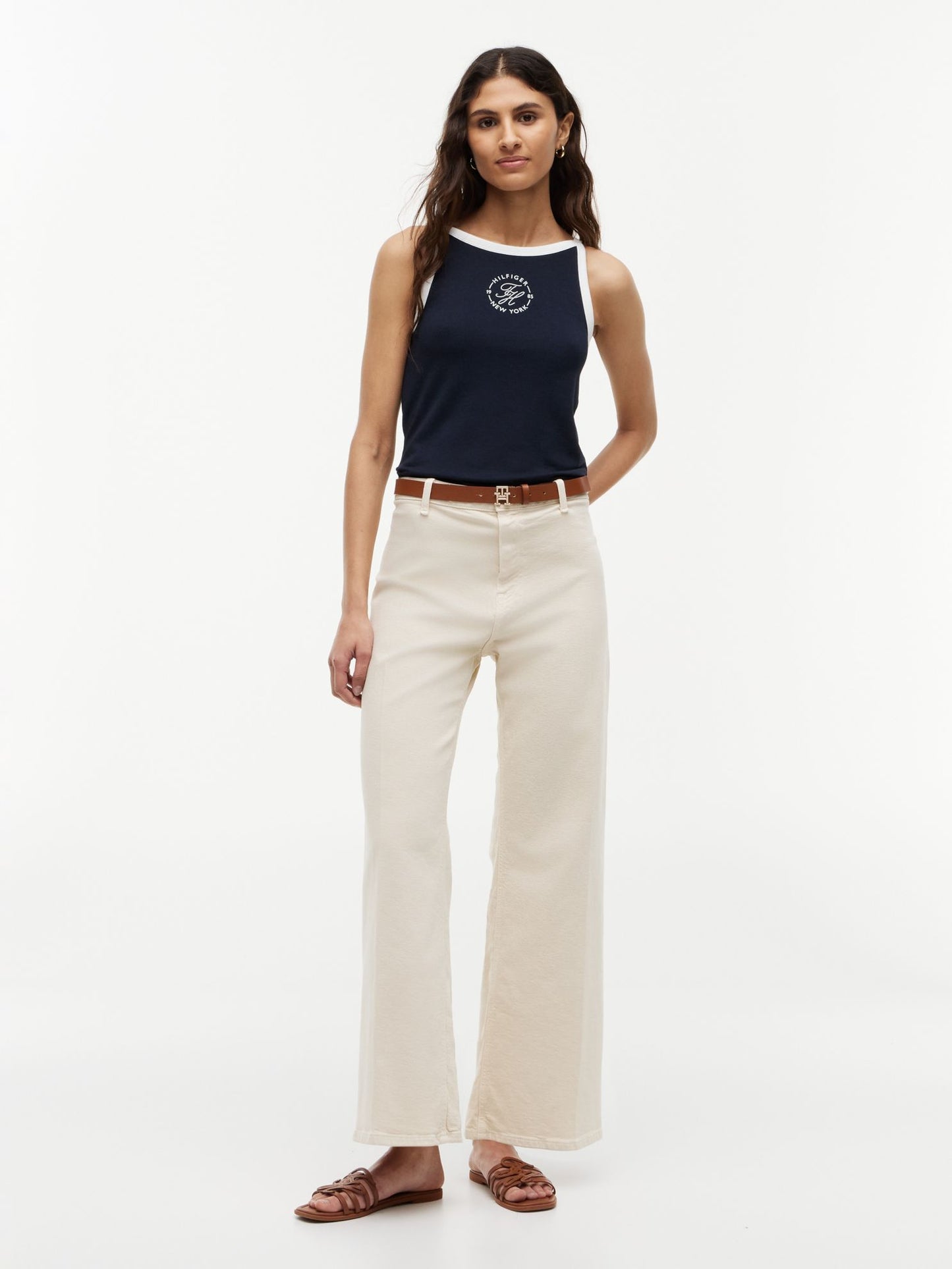 Tommy Hilfiger Stretch High-Rise Cropped Wide Leg Jean