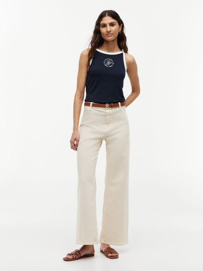 Tommy Hilfiger Stretch High-Rise Cropped Wide Leg Jean