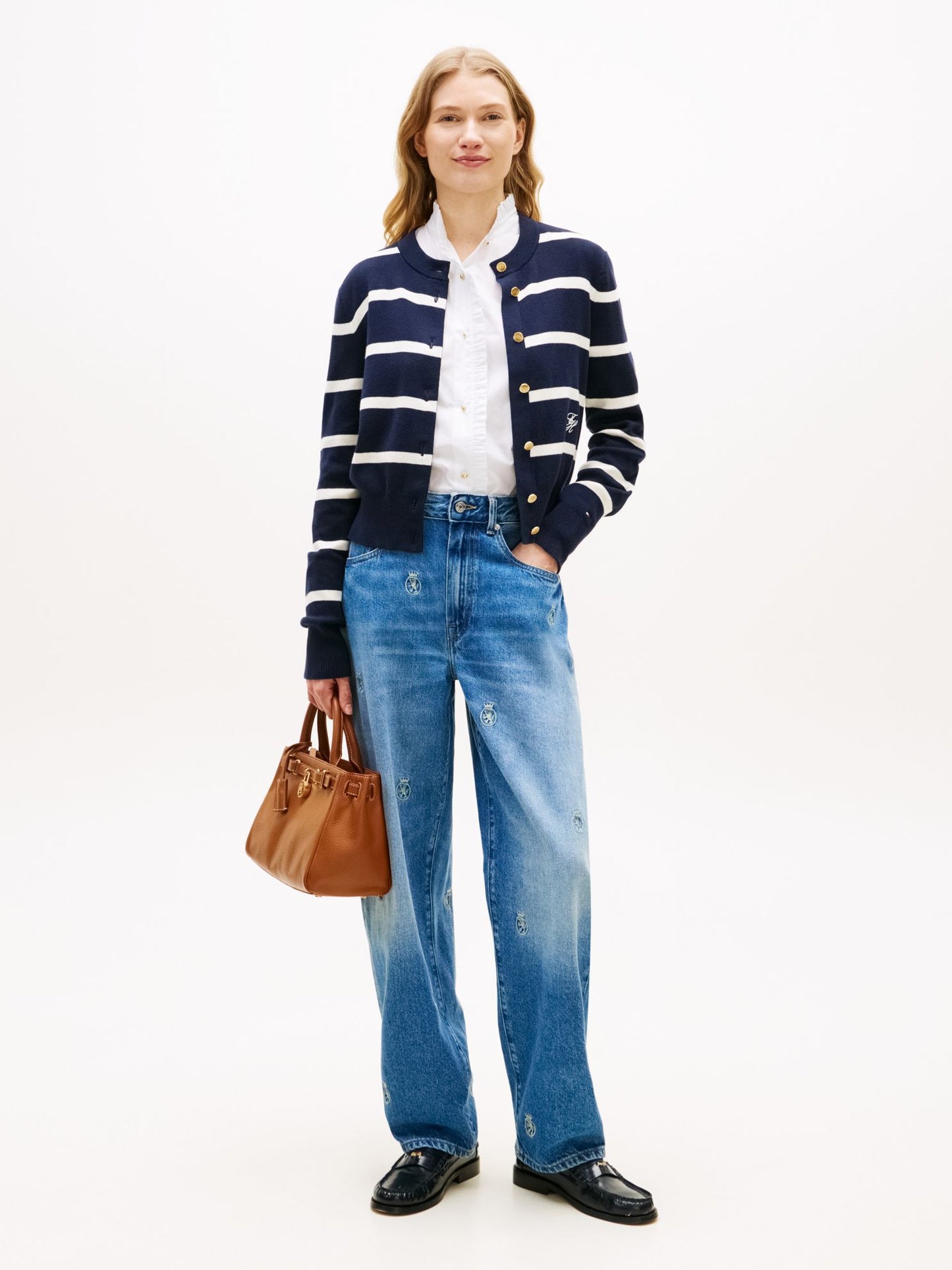 Tommy Hilfiger Allover Crest Mid-Rise Barrel Jean